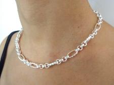 Catena in argento 925 maglie ovali godronate e tonde
