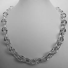 Handmade sterling silver necklace. Asymmetrical oval link 12mm.