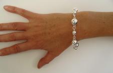 Sterling silver beaded chain bracelet toggle clasp.