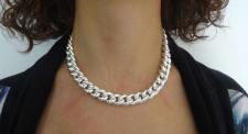 Sterling silver curb chain toggle necklace italy