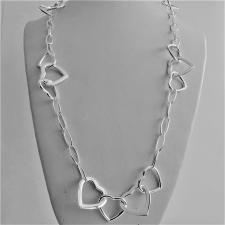 Long sterling silver necklace, heart link chain 80 cm.