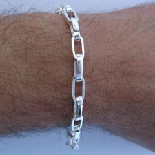 Sterling silver men's rectangular link bracelet