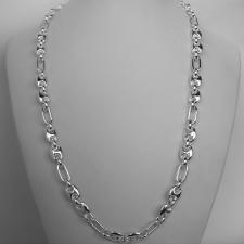 Sterling silver men's necklace. Mariner link chain 7,5mm with nautical wheel.