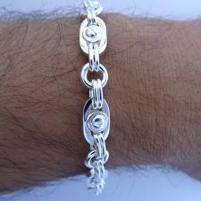 Silver men's bracelet with screws