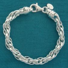 Solid 925 sterling silver loose rope chain bracelet 8mm.