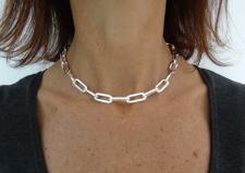 Silver paperclip chain made in italy