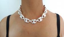 Sterling silver women's maglia marina link necklace