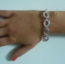 Sterling silver bracelet textured and polished oval link