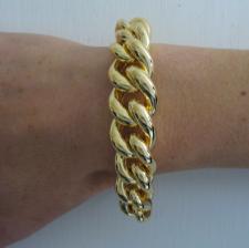 Sterling silver curb bracelet with 18 kt yellow gold plating