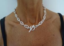 Silver toggle mariner link necklace