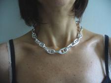 Sterling silver women's anchor chain link necklace