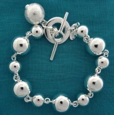 Sterling silver beaded toggle bracelet