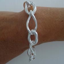 925 silver textured link bracelet.