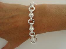 925 sterling silver textured link bracelet 10mm