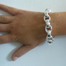 Sterling silver oval rolo link bracelet 14mm. Hollow chain. Compact link. Oval belcher bracelet.