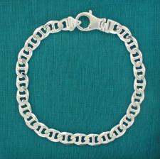 Men's sterling silver flat marina bracelet 7mm