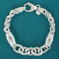 Handmade, 925 Italy silver fancy torchon link bracelet 