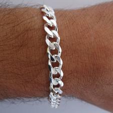 Men's sterling silver solid diamond cut curb bracelet 8mm 
