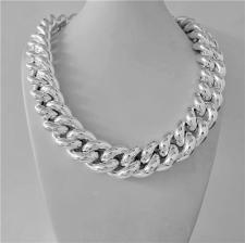 Sterling silver large hollow curb necklace 