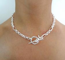 Collana in argento 925 massiccio catena figaro alternata 4+1