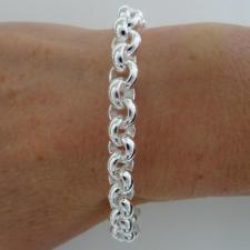 Sterling silver round rolo link bracelet. Silver belcher bracelet.