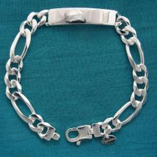 Sterling silver ID identity bracelet 8mm. Figaro chain.