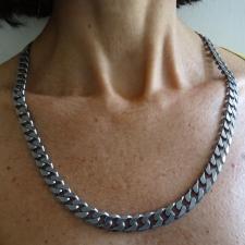 Oxidized sterling silver curb necklace 10mm