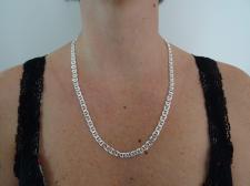 925 silver flat marina link chain necklace italy