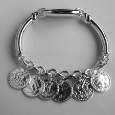 Silver bracelet with coin charms