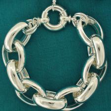 Sterling silver oval rolo large link bracelet 20mm. 