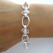 Solid 925 silver textured link bracelet 10mm
