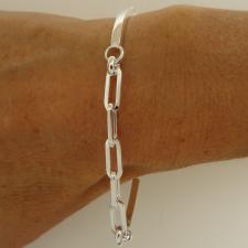 925 silver bracelet rectangular link chain