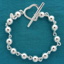 Sterling silver beaded toggle bracelet 8mm