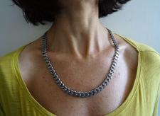 Oxidized sterling silver curb necklace 10mm