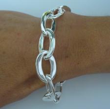 Handmade silver bracelet. Asymmetrical oval link.