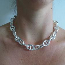 Collana in argento 925 maglia traversino 15mm - Collana donna.