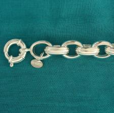 Sterling silver textured oval rolo bracelet