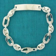 Sterling silver men's bracelet. Solid rectangular & mariner link chain. ID bracelet.