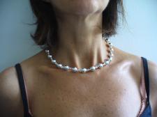 Sterling silver beaded chain necklace 10mm