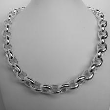 Sterling silver oval rolo link necklace 13mm. Hollow chain. Oval belcher necklace.