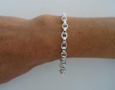 Silver chain oval rolo link bracelet 6mm