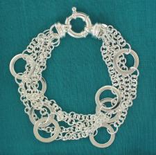 Women's silver bracelet with round flat link