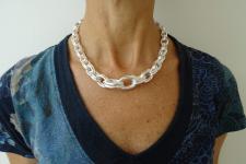 925 silver oval link necklace made in Italy