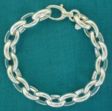 Sterling silver oval belcher bracelet. Silver oval rolo link bracelet