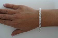 925 silver loose rope link chain bracelet