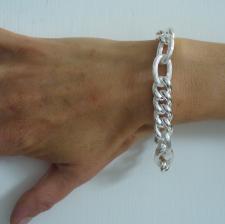 Textured oval link bracelet in sterling silver