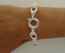 Sterling silver textured link bracelet 9,5mm