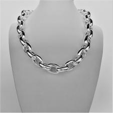 Sterling silver oval rolo link necklace 15mm hollow chain