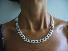 Sterling silver diamond cut curb necklace 12mm