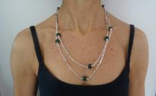 Silver necklace with agate beads